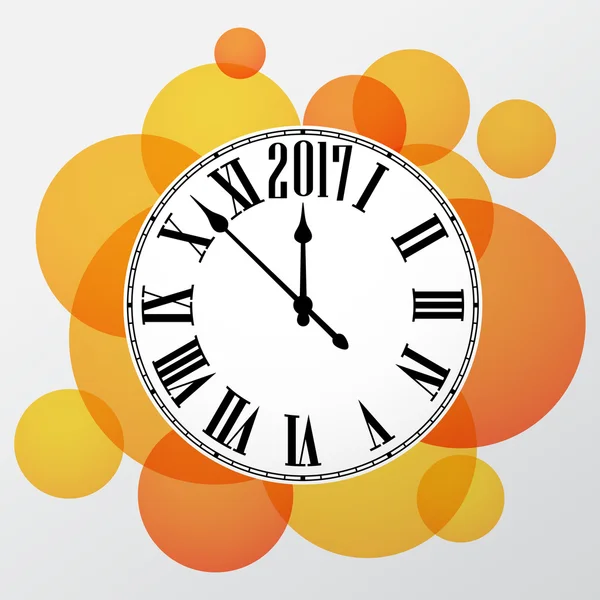 2017 yeni yıl turuncu saat arka plan. — Stok Vektör