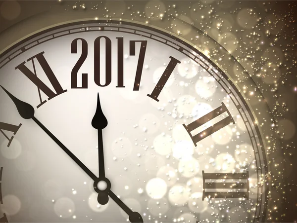 2017 New Year background with clock. — Stock Vector