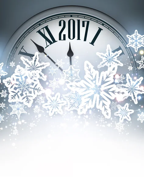 2017 Neujahr Hintergrund mit Uhr. — Stockvektor