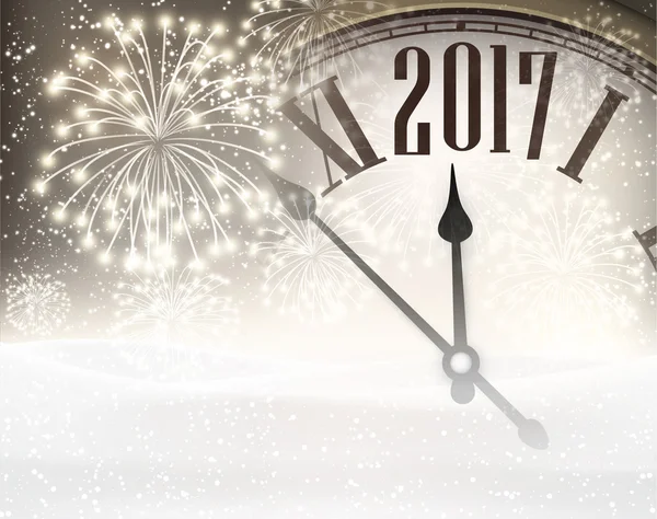 시계와 2017 새 해 배경. — 스톡 벡터