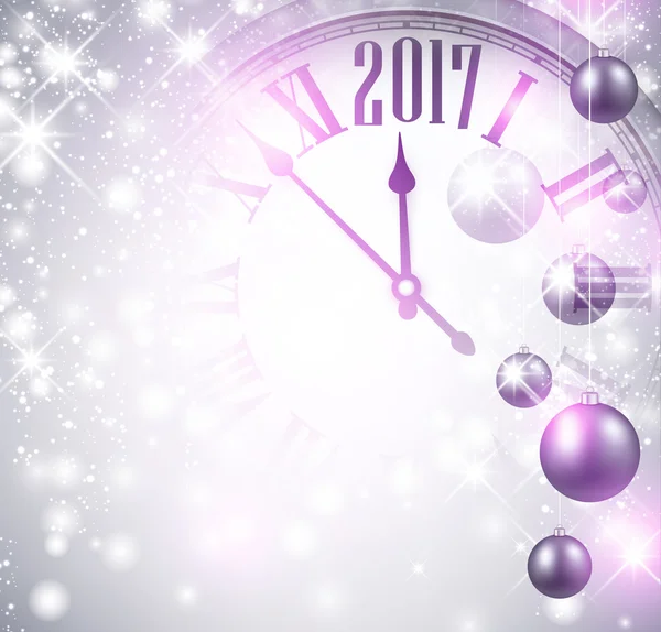 2017 Новорічний фон з годинником . — стоковий вектор
