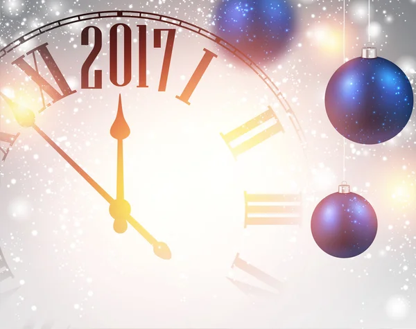 2017 New Year background with clock. — Stock Vector