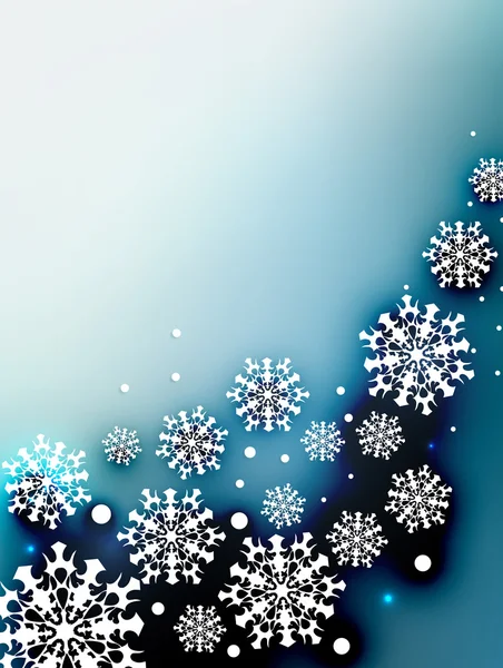 Téli kék háttér hópelyhekkel. — Stock Vector