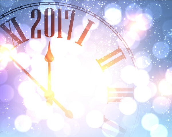 2017 New Year background with clock. 