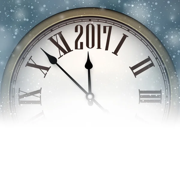 2017 Neujahr Hintergrund mit Uhr. — Stockvektor