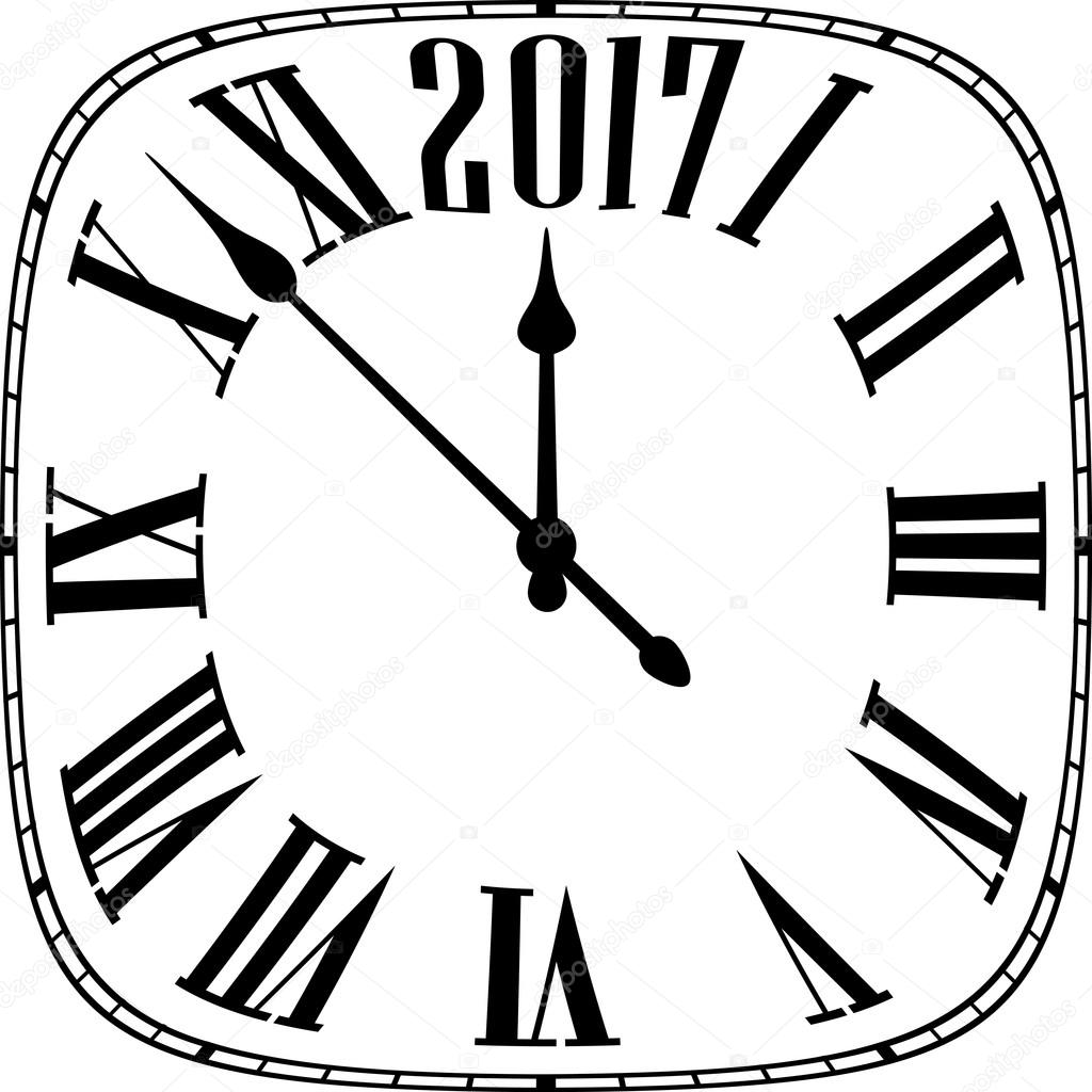 2017 New Year square clock. 