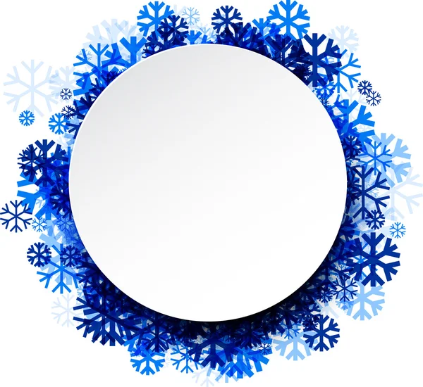 Winter ronde met blauwe sneeuwvlokken — Stockvector