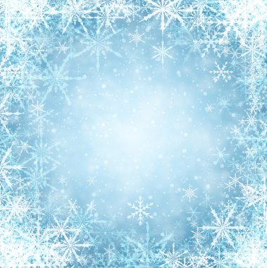 Kar taneleri ile mavi kış