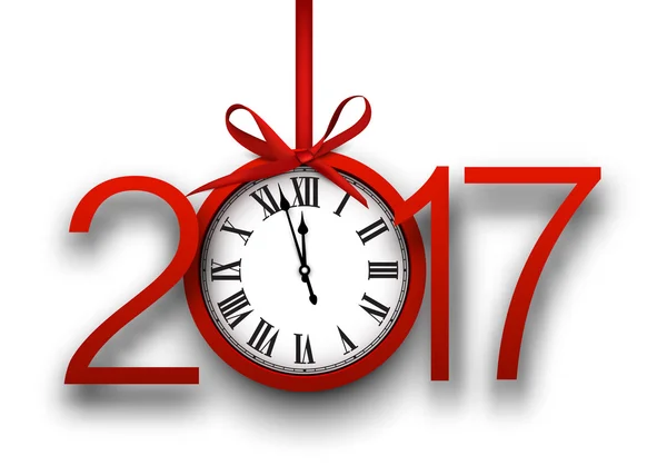 Nový rok 2017 a hodiny — Stockový vektor