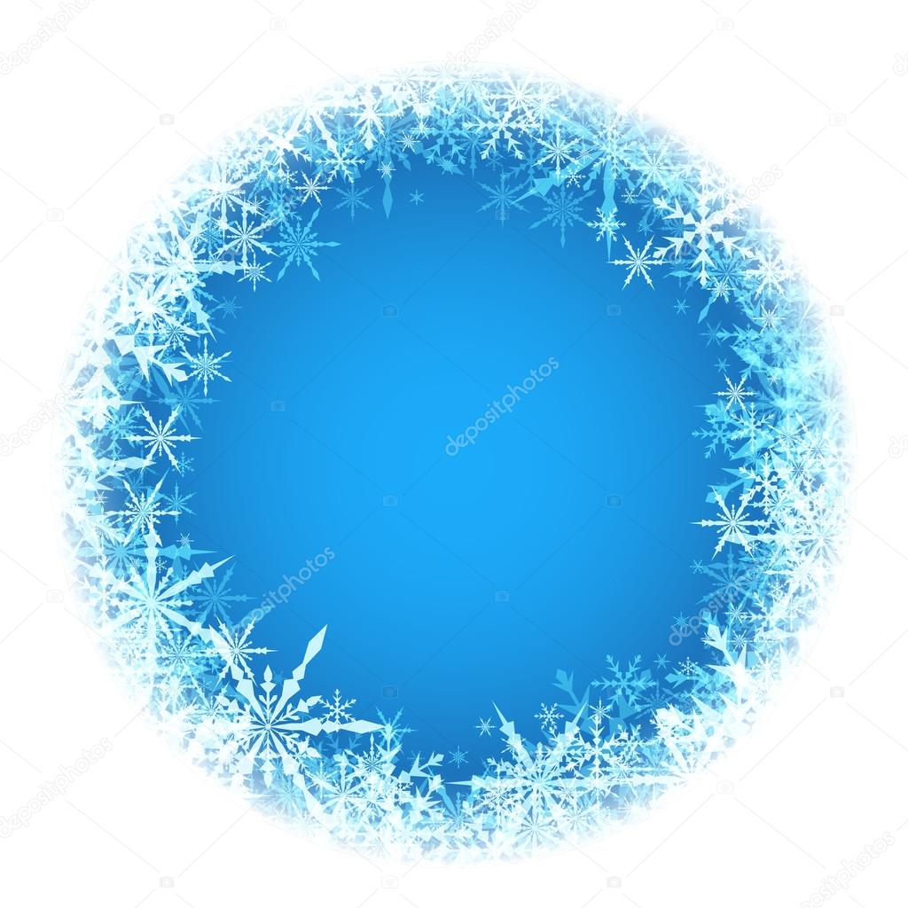 Blue winter with snowflakes