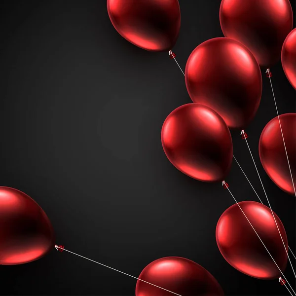 Viernes Negro Fondo Oscuro Con Globos Papel Aluminio Rojo Espacio — Archivo Imágenes Vectoriales