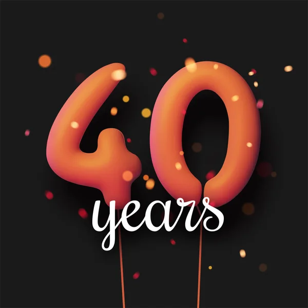 Years Sign Orange Balloons Threads Black Background Lights Confetti Vector — Stock Vector