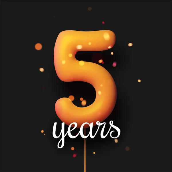 Years Sign Orange Balloons Threads Black Background Lights Confetti Vector — Stock Vector