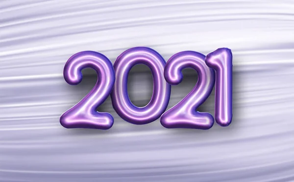 Ballon Papier Aluminium Violet 2021 Signe Sur Fond Coups Pinceau — Image vectorielle