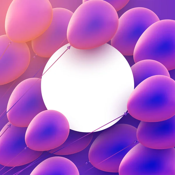 Weißer Runder Rahmen Mit Blauen Und Violetten Verlaufsballons Raum Für — Stockvektor