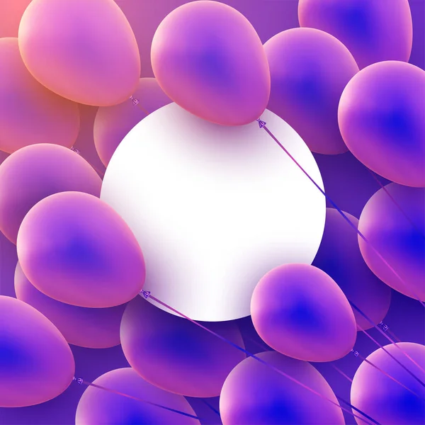 Cadre Rond Blanc Avec Ballons Dégradés Bleus Violets Espace Pour — Image vectorielle