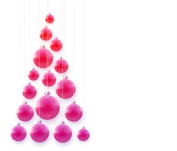 Roze Kerstboom Ballen Opknoping Roze Rode Linten Met Strik Witte — Stockvector