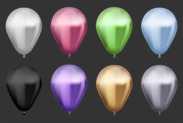 Set Jewel Balloons Black Background Vector Festive Illustration — Stock Vector