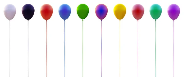 Uppsättning Flerfärgad Gradient Ballonger Med Trådar Vit Bakgrund Vektor Festlig — Stock vektor