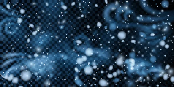 Vinter Snö Storm Transparent Bakgrund Vektorillustration — Stock vektor