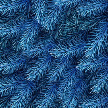 Mavi ladin dalları arka planda. Posterler, el ilanları, kartlar için şablon. Vektör tatil illüstrasyonu