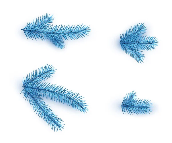 青の孤立したトウヒの枝 小枝のセット ポスター カード バナー チラシの装飾的なデザイン要素 ベクトル冬のイラスト — ストックベクタ