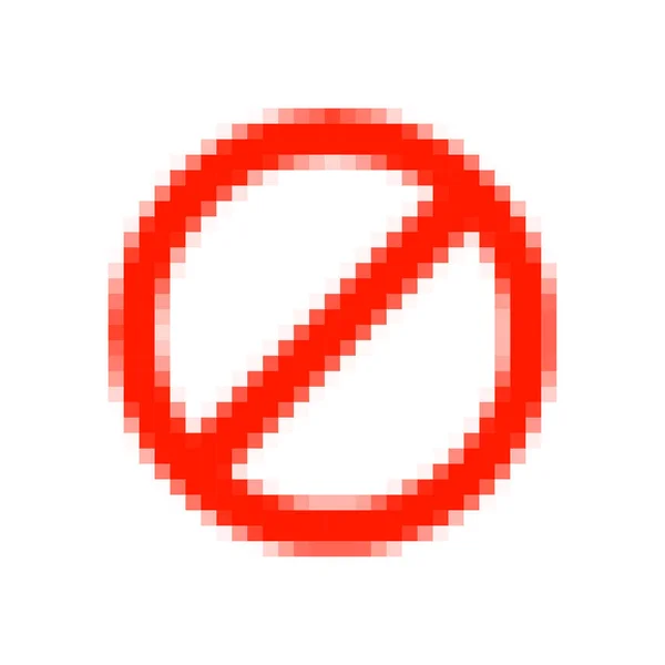 Pixel Red Sign Warning Forbidden Prohibited Flat Icon Vector Illustration — Stock Vector
