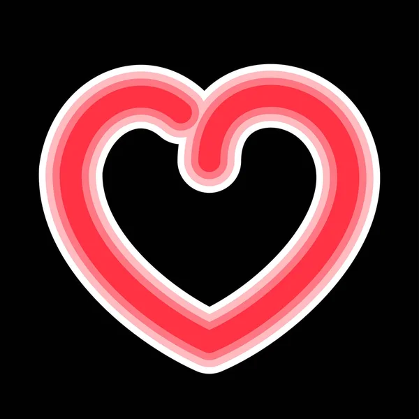 Κόκκινο Περίγραμμα Καρδιάς Μαύρο Φόντο Στοιχείο Σχεδιασμού Εικονογράφηση Διανύσματος — Διανυσματικό Αρχείο