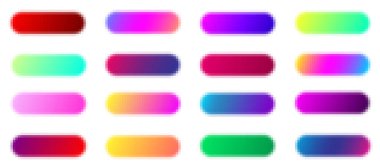 Düğmeler için pikselleşmiş gradyan arkaplan seti. Vektör illüstrasyonu.