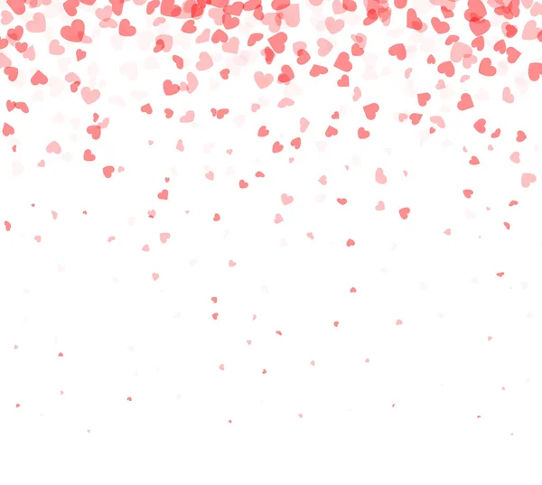 Coeurs Rouges Tombant Confettis Sur Fond Blanc Symbole Amour Saint — Image vectorielle