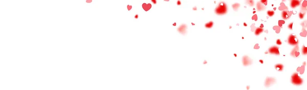 Confettis Coeur Rouge Sur Coin Droit Symbole Amour Saint Valentin — Image vectorielle