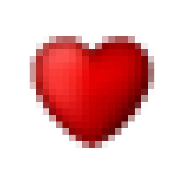 Rotes Pixeliges Herzform Symbol Knopf Zeichen Gestaltungselement Vektorillustration — Stockvektor