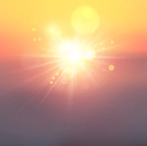 美しいオレンジ色の夕日や日の出抽象的な背景 ベクターイラスト — ストックベクタ