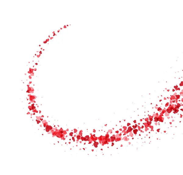 Corazones Rojos Confeti Camino Estrellado Día San Valentín Tarjeta Plantilla — Archivo Imágenes Vectoriales