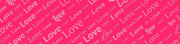 薄いピンクの愛の赤の背景に斜めのテキストパターン バレンタインデーだ バナーテンプレート ベクターイラスト — ストックベクタ