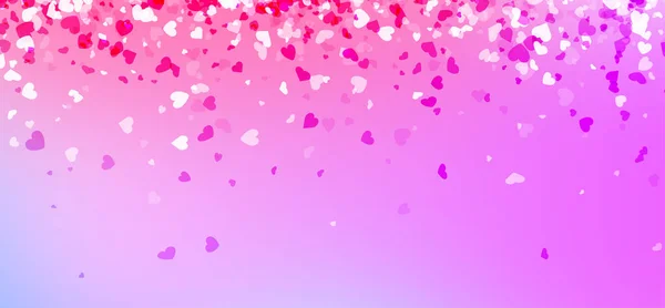 Roze Witte Harten Confetti Achtergrond Liefdessymbool Valentijnsdag Vectorillustratie — Stockvector