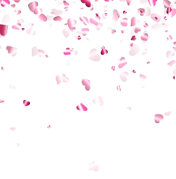 Pink Heart Confetti White Background Valentine Day Vector Illustration — Stock Vector