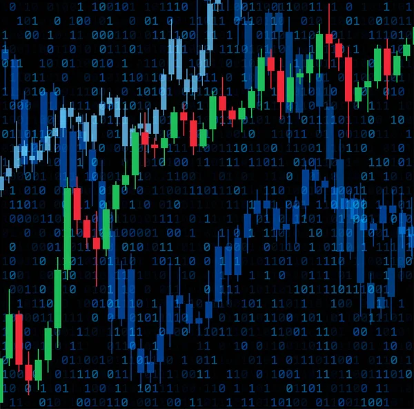 Gráficos Abstrato Castiçal Código Binário Fundo Negócios Análise Ilustração Vetorial — Vetor de Stock