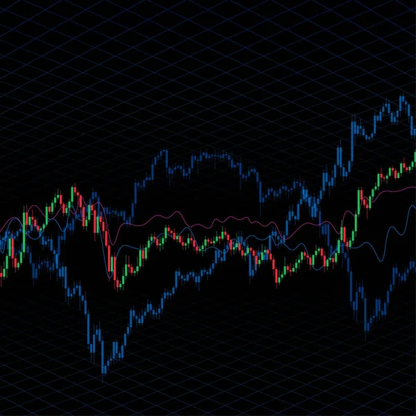 Grafici Astratti Trading Candelieri Web Fondo Nero Illustrazione Vettoriale — Vettoriale Stock