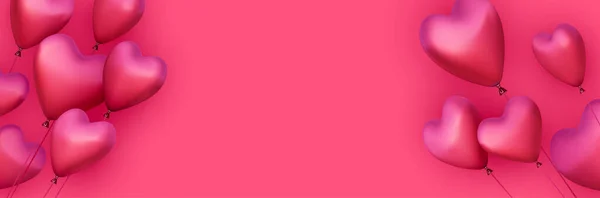 Borda Balão Forma Coração Rosa Fundo Rosa Feriado Aniversário Modelo — Vetor de Stock