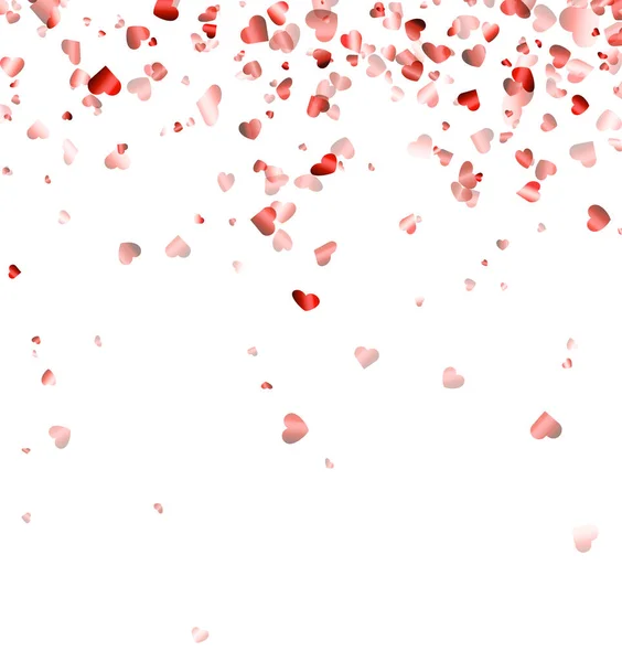 赤いハートのコンフェッティパターンの背景 バレンタインデー カード ポスターテンプレート ベクターイラスト — ストックベクタ