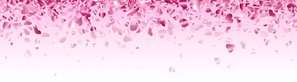 淡いピンクの背景にピンクのハートのコンフェッティコーナーフレーム バレンタインデー バナーテンプレート テキスト用のスペース ベクターイラスト — ストックベクタ