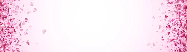 淡いピンクの背景にピンクのハートのコンフェッティコーナーフレーム バレンタインデー バナーテンプレート テキスト用のスペース ベクターイラスト — ストックベクタ