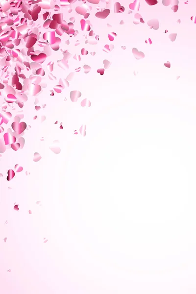 Cornice Angolo Coriandoli Cuori Rosa Sfondo Quadrato Rosa Chiaro San — Vettoriale Stock