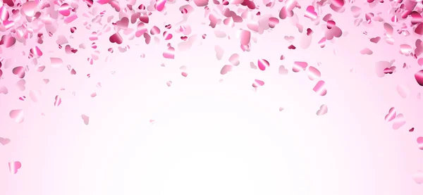 Corazón Rosa Confeti Marco Esquina Sobre Fondo Cuadrado Rosa Claro — Vector de stock