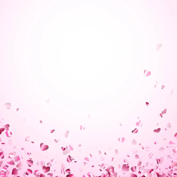 Coeurs Roses Confettis Coin Cadre Sur Fond Carré Rose Clair — Image vectorielle