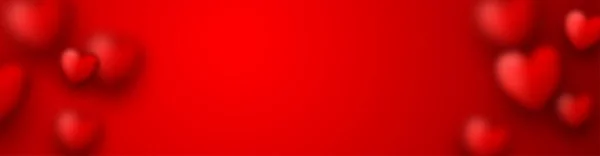 赤いバレンタインの日のバナーをぼやけた心 ベクターイラスト — ストックベクタ