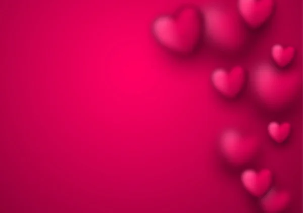 Rosa Valentinstag Banner Mit Verschwommenen Herzen Vektorillustration — Stockvektor