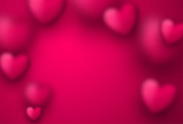 Rosa Valentinstag Banner Mit Verschwommenen Herzen Vektorillustration — Stockvektor