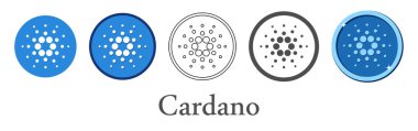 Bir dizi cardano kripto para birimi simgesi. Vektör illüstrasyonu.